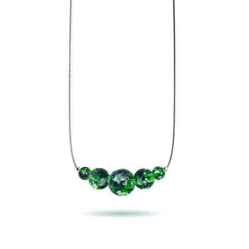Collier avec fermoir infini en verre Firefly | Argent sterling 925 | Trèfle bleu